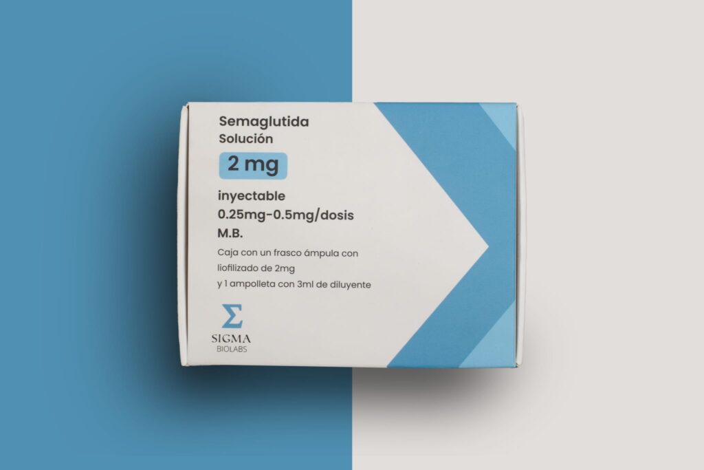 Semaglutide vial and packaging for appetite and weight-loss support.